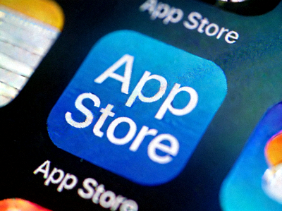 iPhone主屏幕上App Store图标特写